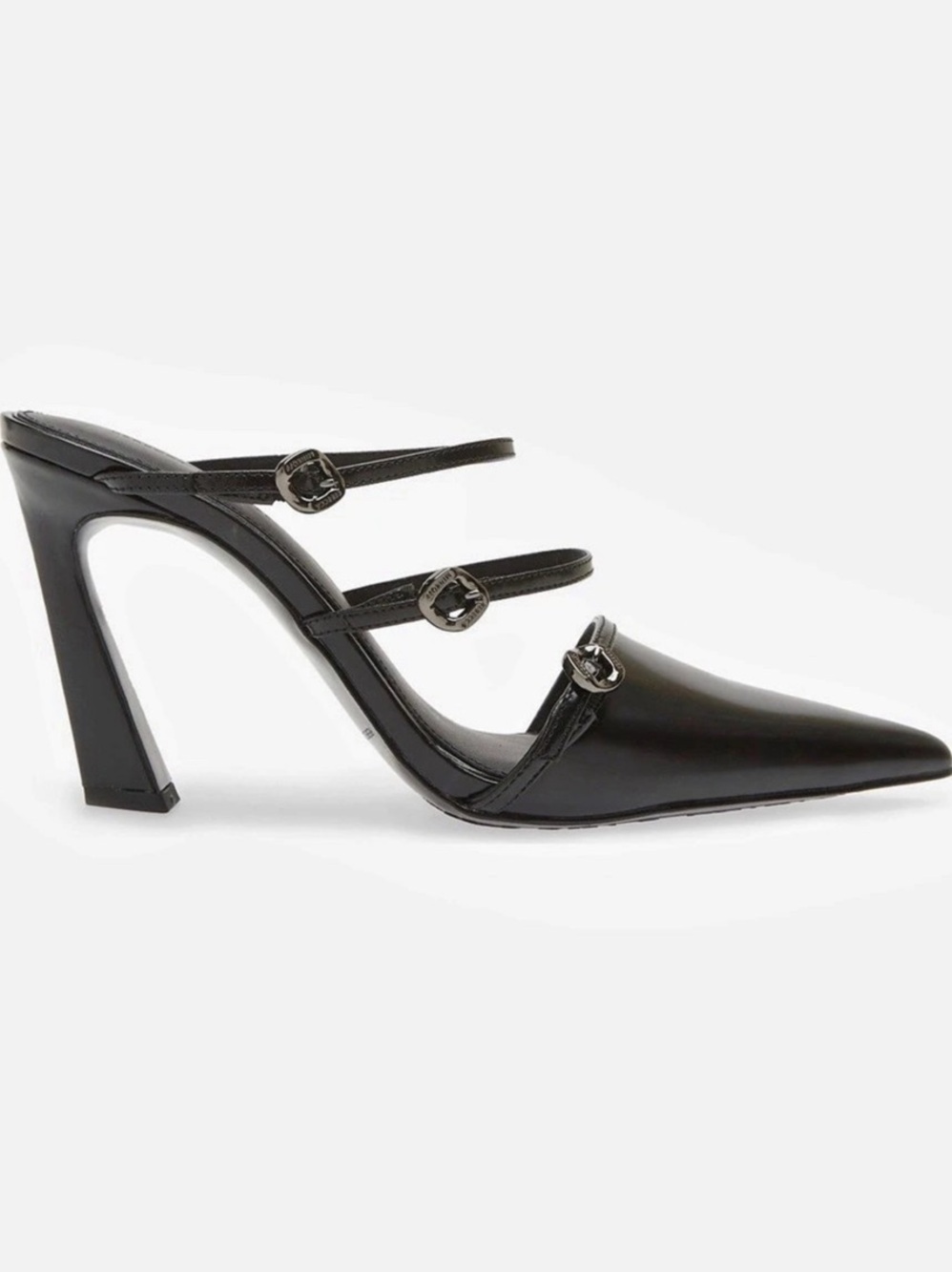 Rebecca Minkoff Buckle Pointed Toe Mule Size 9 Black Leather